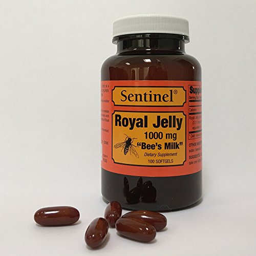 Sentinel Premium Royal Jelly Superfood 1000 mg, Protein Based, Bee’s Milk, Natural Skin and Health Nutritive Support, Made in USA, 100 Softgels