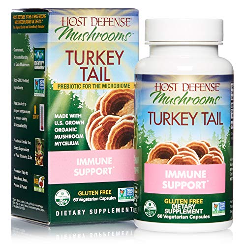 Host Defense, Turkey Tail, 60 Capsules, Natural Immune System and Digestive Support, Daily Mushroom Mycelium Supplement, USDA Organic, 30 Servings