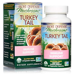 Host Defense, Turkey Tail, 60 Capsules, Natural Immune System and Digestive Support, Daily Mushroom Mycelium Supplement, USDA Organic, 30 Servings