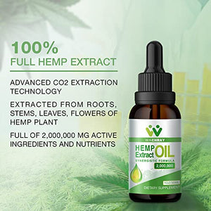3 Pack Organic Hemp Extract - 2,000,000MG Hemp Oil for Pain Relief and Inflammation - Natural Hemp Oil Drops Extra Strength - Anxiety & Stress Relief - Cbdfx CBS CDB Oil Drop Tincture - Zero CBD Oil