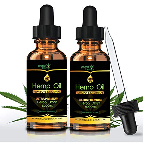 (2 Pack) Hemp Oil Extract for Pain & Stress Relief - 5000mg of Organic Hemp Extract - Grown & Made in USA - 100% Natural Hemp Drops, with Sleep, Skin & Hair (2)