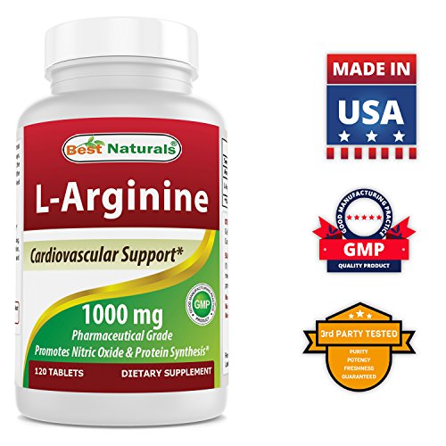 3 Pack - Best Naturals L-Arginine 1000 mg 120 Tablets - Pharmaceutical Grade L Arginine Supplement Promotes Nitric Oxide Synthesis (Total 360 Tablets)