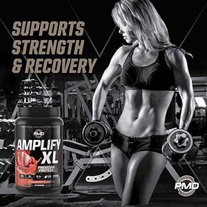 PMD Sports Amplify XL Premium Whey Protein Supplement Hydro Greens Blend - Glutamine and Whey Protein Matrix with Superfood for Muscle, Strength and Recovery - Strawberry Slam (24 Servings)