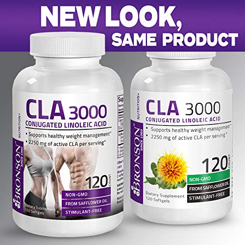 Bronson CLA 3000 Extra High Potency Supports Healthy Weight Management Lean Muscle Mass Non-Stimulating Conjugated Linoleic Acid 120 Softgels