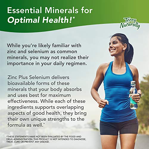 Terry Naturally Zinc Plus Selenium - 60 Capsules - Immune Support, Respiratory Function, Cellular Protection - Non-GMO, Vegan - 60 Servings