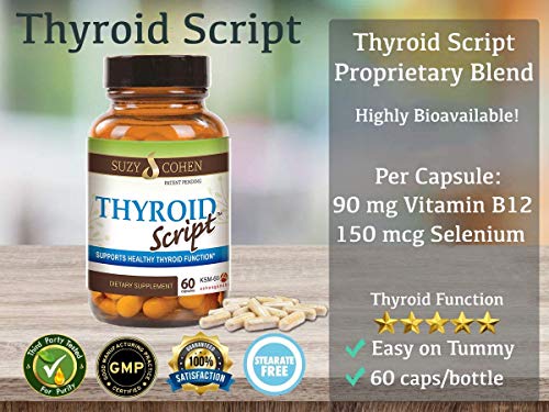 Thyroid Script Supplement - Supports Healthy Thyroid, T3 Activation, Immunity - Adrenal and Energy Function - DPPIV Enzyme for Gluten and Dairy Metabolism by Suzy Cohen