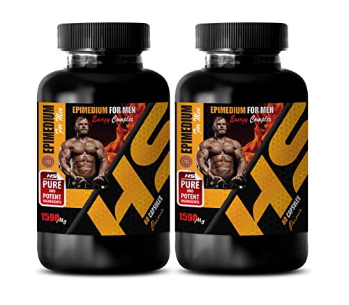 Tongkat Ali - EPIMEDIUM for Men Energy Complex - Natural Pills for Men with Horny Goat Weed - Maca Root Powder - Saw Palmetto - Tongkat Ali - 2 Bottles