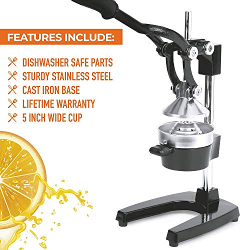 Zulay Professional Citrus Juicer - Manual Citrus Press and Orange Squeezer - Metal Lemon Squeezer - Premium Quality Heavy Duty Manual Orange Juicer and Lime Squeezer Press Stand, Blue