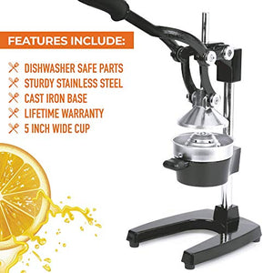 Zulay Professional Citrus Juicer - Manual Citrus Press and Orange Squeezer - Metal Lemon Squeezer - Premium Quality Heavy Duty Manual Orange Juicer and Lime Squeezer Press Stand, Blue