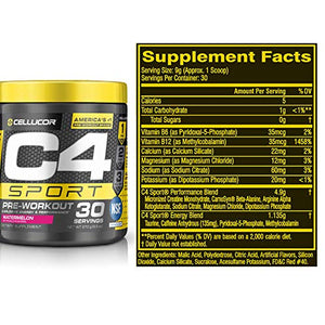 C4 Sport Pre Workout Powder Watermelon - NSF Certified for Sport + Preworkout Energy Supplement for Men & Women - 135mg Caffeine + Creatine Monohydrate - 30 Servings