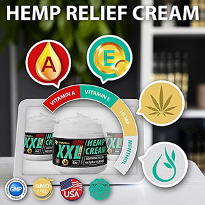 Hemp Cream 2,600,000 XXL Ultra Strength – All-Natural Seed Oil Extract - Extra Strength Massage Lotion with Arnica, Menthol and Organic Oils