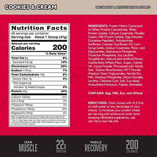 BSN SYNTHA-6 Whey Protein Powder, Micellar Casein, Milk Protein Isolate Powder, Cookies and Cream, 48 Servings (Package May Vary)