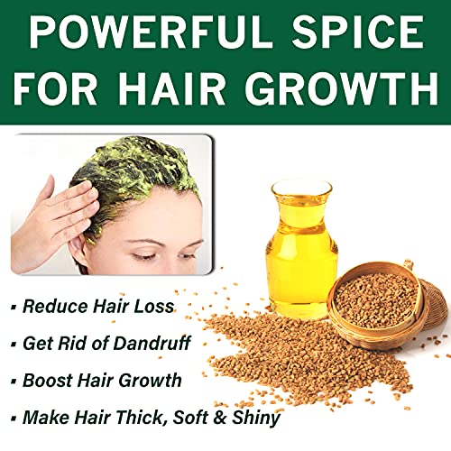 SPICES VILLAGE Fenugreek Seeds [8 oz] - Fenugreek Seeds for Hair Growth, All Natural Dried Indian Methi Seed for Cooking - Kosher Certified, Gluten Free, Resealable Bulk Bag