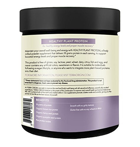 Terra Origin, Plant Protein, Powder, Vanilla Chai, 15 Servings Includes Organic Brown Rice Protein and Pea Protein Isolate, Vegan, Gluten Free, 18g Protein