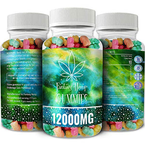 Fantasy Organic Hemp Gummies 12000MG -150MG Per Gummy Bear with Premium Hemp Extract | Natural Candy Supplements for Pain, Anxiety, Stress & Inflammation Relief | Promotes Sleep & Calm Moo