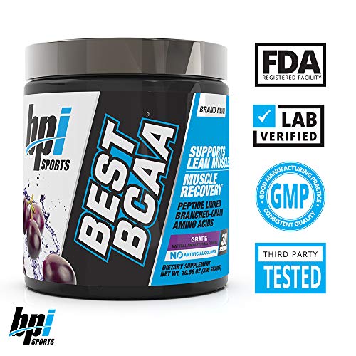 BPI Sports Best BCAA - The Building Blocks of Protein and Muscle - Post-Workout Recovery - Supports Metabolism - Omega 6 - Grape, 30 Servings, 300 g