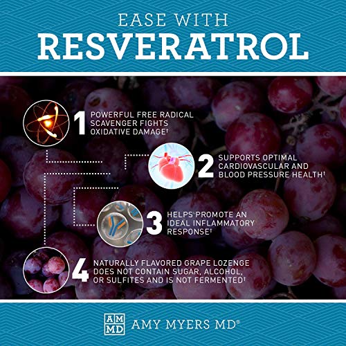 Amy Myers Resveratrol Supplement - Free Radical Scavenger to Support Immune System, Heart Health & Optimal Aging - Antioxidant Supplement to Balance Inflammatory Response & Blood Pressure, 60 Lozenges