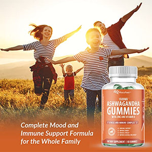 Ashwagandha Gummies with Zinc and Vitamin D for Stress Relief Calm Mood Support Sleep Support Immune Health - Made from Natural Ashwagandha Root Compare to Capsules Liquids Tablets Powders (1-Pack)