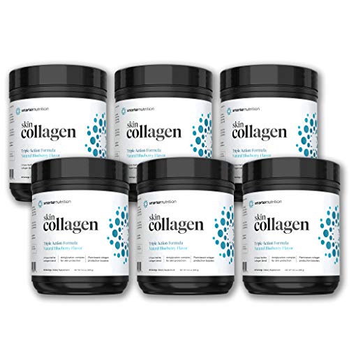 Smarter Skin Collagen - Triple Action Formula for Vibrant, Healthy Skin - Unique Marine Collagen Blend with Antioxidant Protection & Plant-Based Collagen Production Boosters (120 Servings)