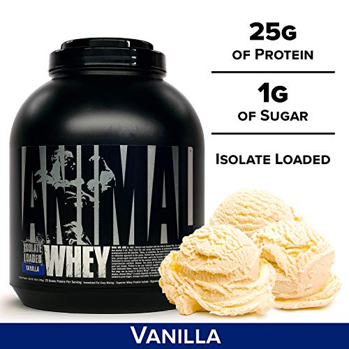 Animal Whey Isolate Whey Protein Powder – Isolate Loaded for Post Workout and Recovery – Low Sugar with Highly Digestible Whey Isolate Protein - Vanilla - 4 Pounds