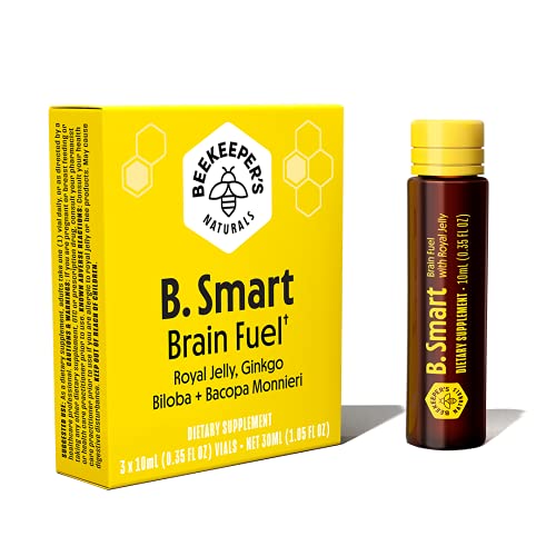 BEEKEEPER'S NATURALS B.LXR Brain Fuel - Memory, Focus and Clarity Liquid Formula, Supports Productivity - Royal Jelly, Ginkgo Biloba, Bacopa Monnieri - Keto Friendly, Gluten & Caffeine-Free, (3 ct)