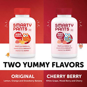 SmartyPants Kids Formula Daily Gummy Multivitamin: Vitamin C, D3, and Zinc for Immunity, Gluten Free, Omega 3 Fish Oil, Vitamin B6, B12, Cherry Berry, 120 Count (30 Day Supply)