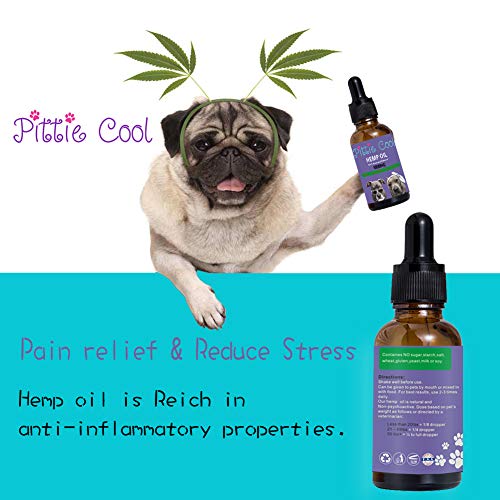 Pittie Cool Hemp Oil for Pets, Strawberry Flavor, 1000MG, Natural, Hips & Joints, Calming, Anxiety