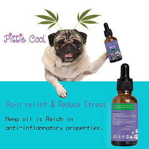 Pittie Cool Hemp Oil for Pets, Strawberry Flavor, 1000MG, Natural, Hips & Joints, Calming, Anxiety