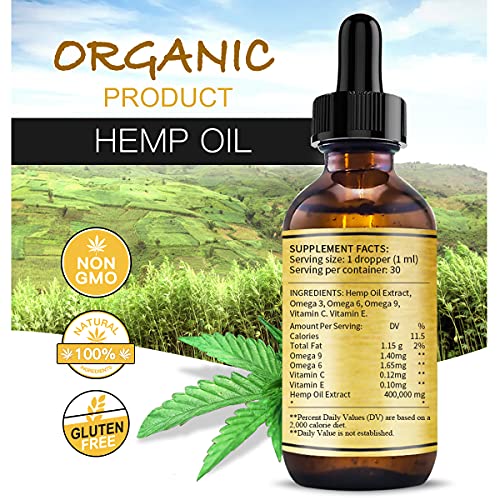 (2 Pack) 12000000MG Hemp Oil Extract for Stress Relief and Better Sleep - Aceite de Cáñamo, Immune Support - Best Pure Natural Organic Hemp Oil Extract - Rich in Omega 3-6-9, Non-GMO