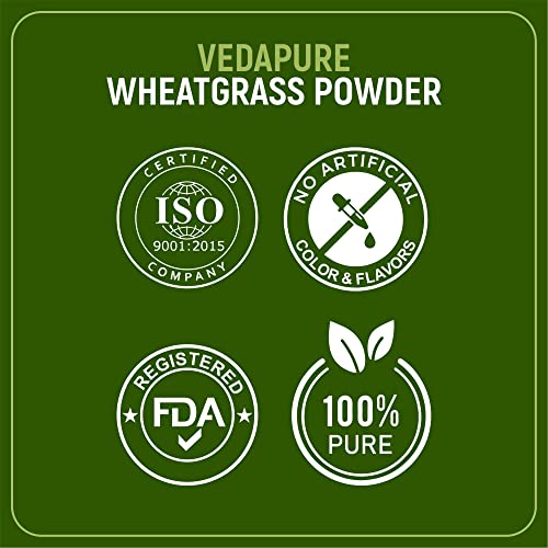 Vedapure 100% Natural Wheat Grass Powder Helps BuiIding lmmunity & Energy (100 g)