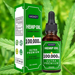 Hemp Seed Oil Drops 100,000 - Mint - Natural Omega 3, 6, 9 Source -2oz