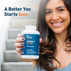 Dr. Tobias Omega-3 Fish Oil, Triple Strength, Supports Brain & Heart Health, 2000 mg per Serving, 180 Soft Gels (2 Daily)