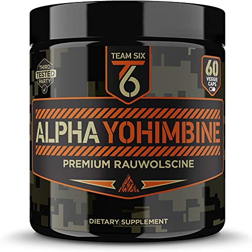 Team Six Supplements Alpha Yohimbine – Proven Yohimbe Bark Fat Burner, Weight Loss Pills That Work Fast - 3rd Party Tested for Purity and Potency, 60 veggie capsules