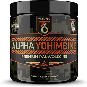 Team Six Supplements Alpha Yohimbine – Proven Yohimbe Bark Fat Burner, Weight Loss Pills That Work Fast - 3rd Party Tested for Purity and Potency, 60 veggie capsules