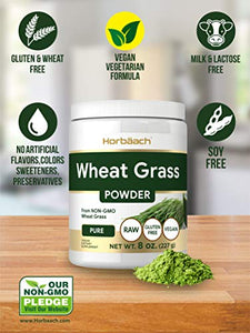 Wheatgrass Powder | 8oz | Vegan, Raw, Non GMO & Gluten Free Wheat Grass Superfood Powder | by Horbaach