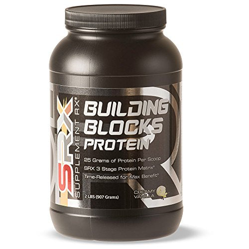Supplement Rx - Building Blocks Protein Powder Creamy Vanilla 2lbs, Whey Protein-Egg White Complex