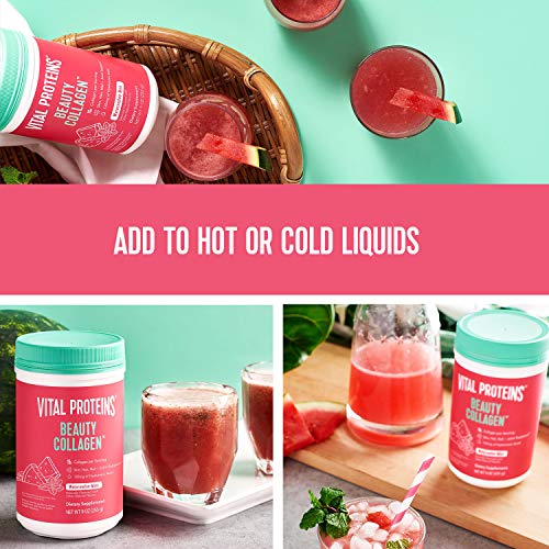 Vital Proteins Beauty Collagen Peptides Powder Supplement for Women, 120mg of Hyaluronic Acid, 15g of Collagen Per Serving, Enhances Skin Elasticity and Hydration, Watermelon Mint, 9oz Canister