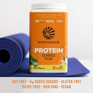 Sunwarrior Classic Plus Organic Vegan Protein Powder with BCAAs and Pea Protein, Dairy Free, Gluten Free, Soy Free, Non- GMO, and Keto Friendly, (Vanilla) (30 Servings (Pack of 1))