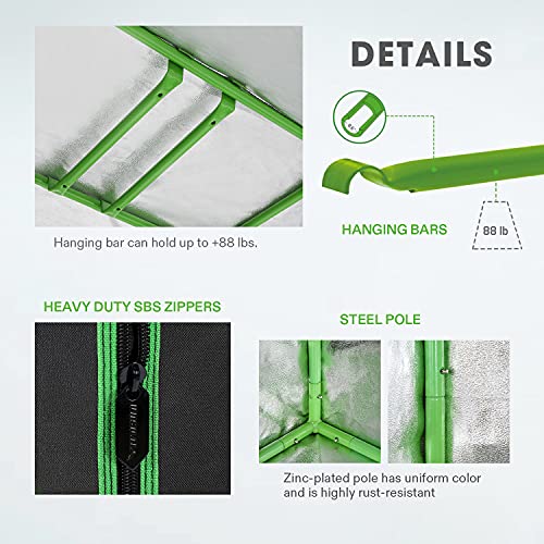 VIVOSUN 5x2.7ft Mylar Hydroponic Grow Tent with Observation Window and Floor Tray for Indoor Plant Growing