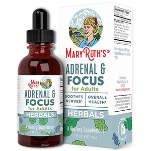 Adults Focus Support Supplement by MaryRuth's, Natural Brain Support Vitamin, Adrenal Complex with Astragalus Root, Gingko Leaf & Wood Betony Herb, 1 Month Supply, 1 Fl Oz