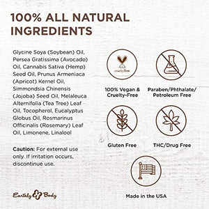 Earthly Body Miracle Oil, 1 fl. oz. - 2 Pack - 100% Natural Tea Tree Oil, Hemp Seed Oil & Vitamin E - Moisturizer, Calms Skin Irritations, Helps Smooth Wrinkles - Gluten Free, 100% Vegan