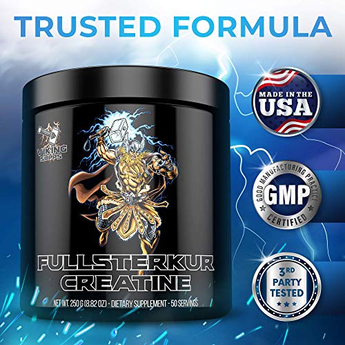 Viking Supps Fullsterkur Creatine, Pure Unflavored Creatine Monohydrate Powder, 5 Grams Per Serving, 50 Servings