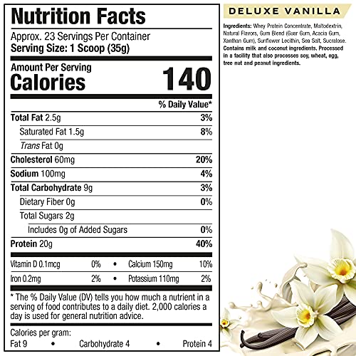 Grass Fed Whey Protein | MuscleTech Grass Fed Whey Protein Powder | Protein Powder for Muscle Gain | Growth Hormone Free, Non-GMO, Gluten Free | 20g Protein + 4.3g BCAA | Deluxe Vanilla, 1.8 lbs