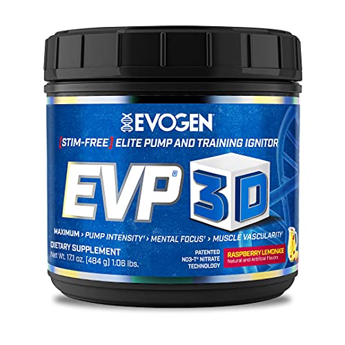 Evogen EVP 3D | Xtreme Stimulant Free Pre-Workout Pump Ignitor, Arginine Nitrate, Citrulline, Beta-Alanine, Lions Mane | Raspberry Lemonade