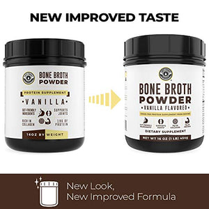 Bone Broth Protein Powder Vanilla 16oz, Grass Fed, Non-GMO Ingredients, Gut-Friendly*, Dairy Free Protein Powder, Low Carb, Keto Friendly Left Coast Performance