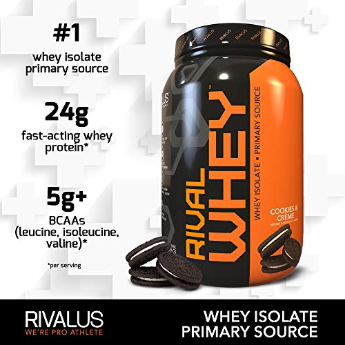 Rivalus Rivalwhey – Cookies and Crème 2lb - 100% Whey Protein, Whey Protein Isolate Primary Source, Clean Nutritional Profile, BCAAs, No Banned Substances, Made in USA