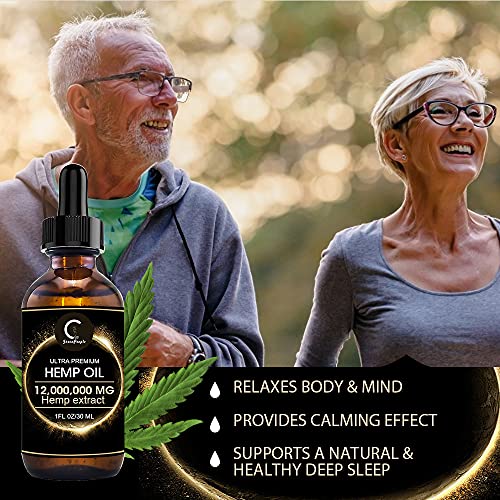 (2Pack) GPGP GreenPeople Natural Hemp Oil Extract 12,000,000MG, Immune System Support, Focus Calm, Stress, Mood, Pure Extract, Rich in Omega 3&6&9 Fatty Acids