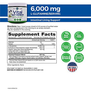 Vital Planet - Vital Gut Renew Powder Supplement Formulated with L-glutamine and Organic Aloe Vera for Intestinal Lining Support 6.88 oz