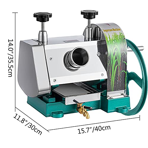 SmarketBuy Manual Sugar Cane Juicer, Commercial Sugar Cane Press Stainless Steel 3 Rollers 2.5" Inlet 110Lbs Output Capacity per Hour Sugarcane Extractor
