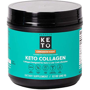 Perfect Keto Collagen Protein Powder with MCT Oil - Grassfed, GF, Multi Supplement, Best for Ketogenic Diets, Use as Keto Creamer, in Coffee and Shakes for Women & Men (Cinnamon Toast)